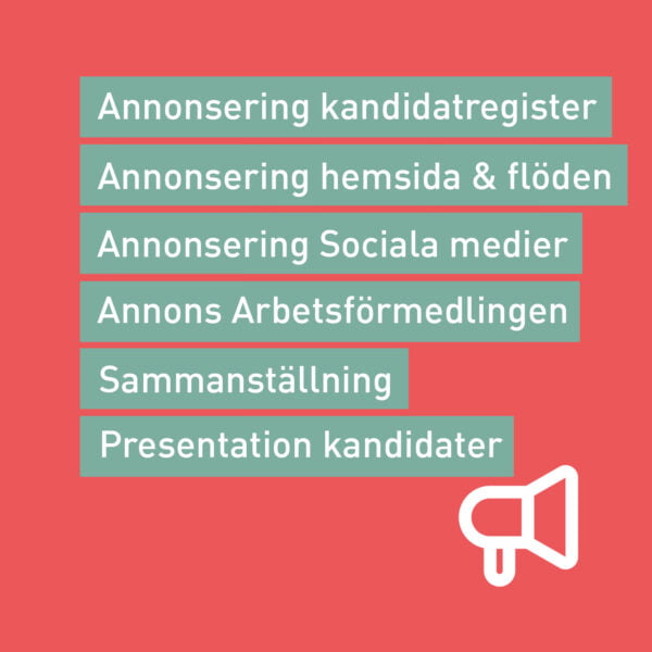 Huvudverket search process komplett annonsering annonseringspaket vid rekrytering. Long-list kandidater inom ekonomi, finans, bank, besöksnäring, kommunikation & interim